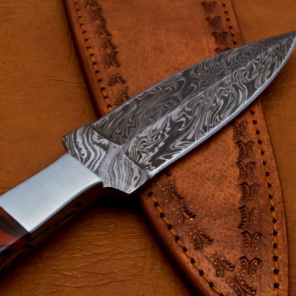 10" Handmade Damascus Hunter Knife Double Edge - Picture 14 of 16